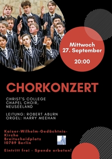 Free concert by Christ's College Choir from New Zealand