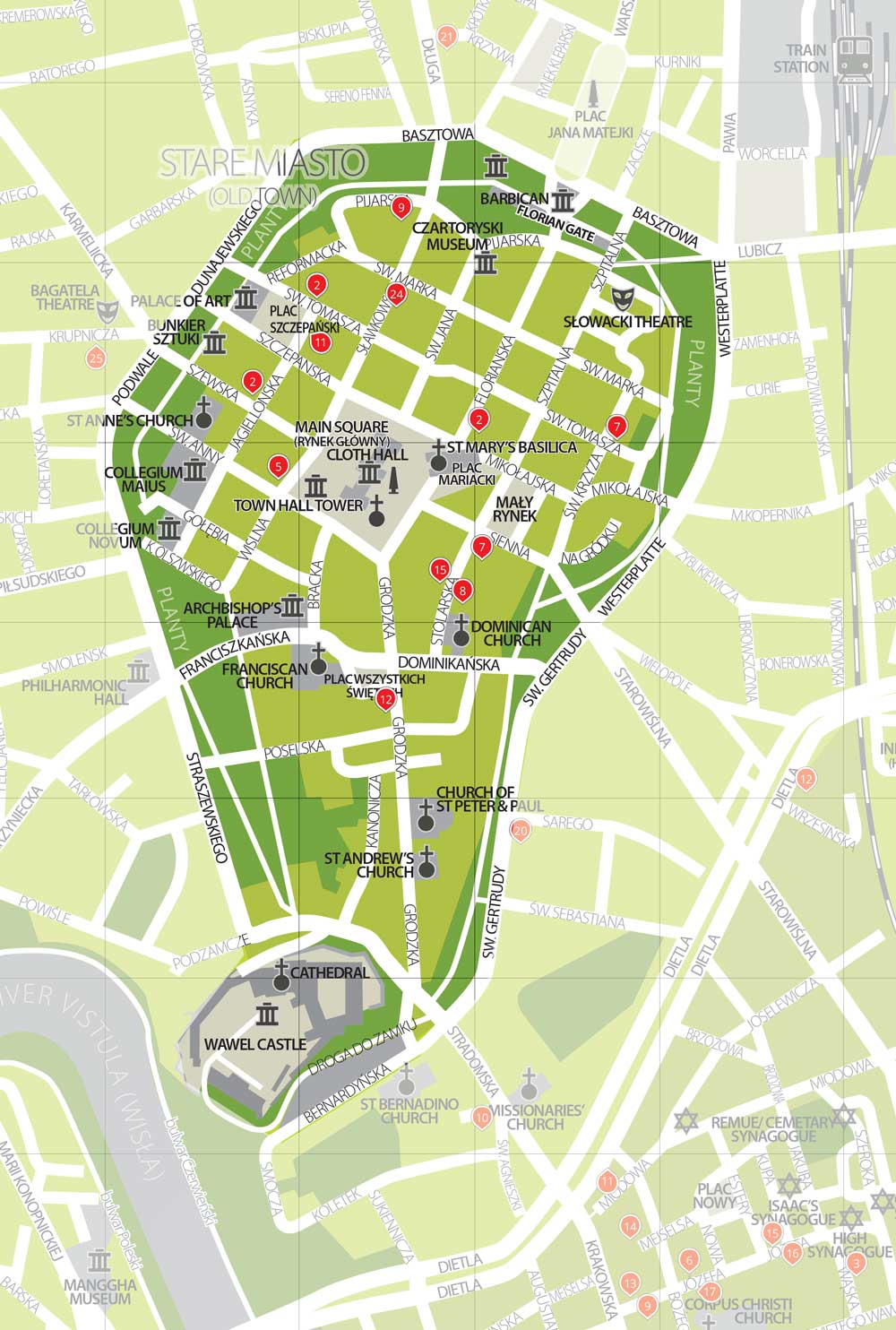 tourist map of krakow poland