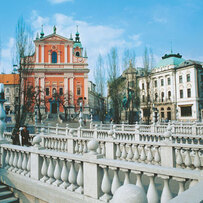 View from the Triple bridge towards Preseren square