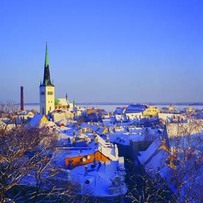 Panoramic View of Old Town in Winter