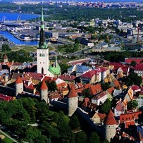 Aerial view of the Town Wall and St. Olav's Church