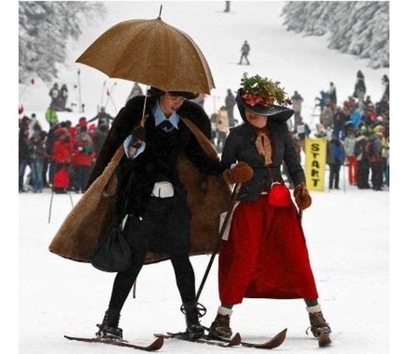 Old-School Skiing Competition